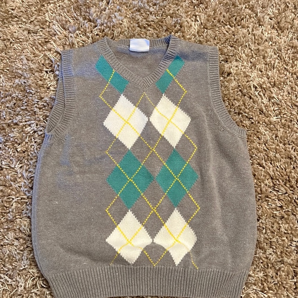 Gray Argyle Kids Sweater Vest